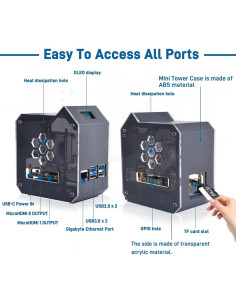 Kit Torre Mini GeeekPi con Fuente 27W y Enfriador para Raspberry Pi 5 2