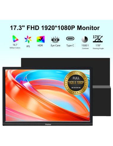 Monitor Portátil 17.3" FHD 1920x1080 IPS USB-C HDMI