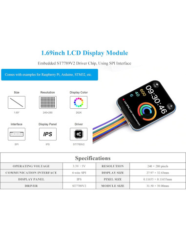 Módulo de Pantalla LCD 4.29 cm UeeKKoo ST7789V2 SPI