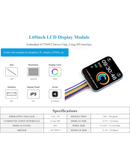 Módulo de Pantalla LCD 4.29 cm UeeKKoo ST7789V2 SPI