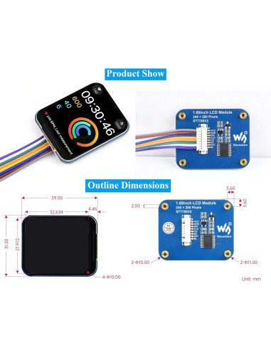 Módulo de Pantalla LCD 4.29 cm UeeKKoo ST7789V2 SPI