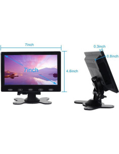 Monitor LCD TFT 7" PONPY HD 800x480 Táctil AV HDMI VGA 2