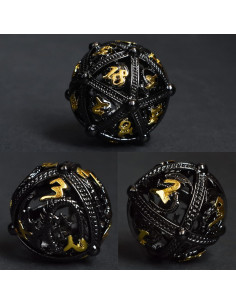 Set de Dados de Metal D&D Dragón Negro 7 Piezas 142g 2