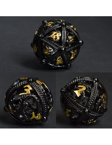 Set de Dados de Metal D&D Dragón Negro 7 Piezas 142g