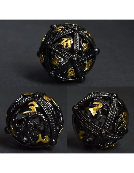 Set de Dados de Metal D&D Dragón Negro 7 Piezas 142g