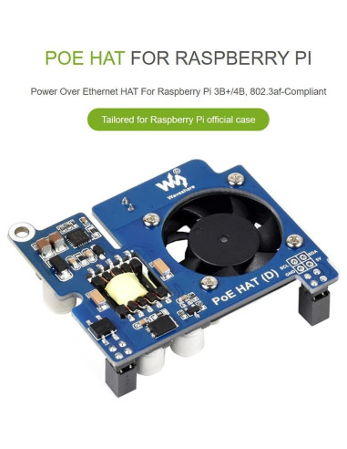 Power Over Ethernet HAT POE Tipo D Coolwell para Raspberry Pi 3B+/4B