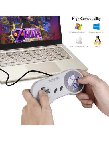 Controlador USB KIWITATA SNES 2X para Juegos Retro PC Mac