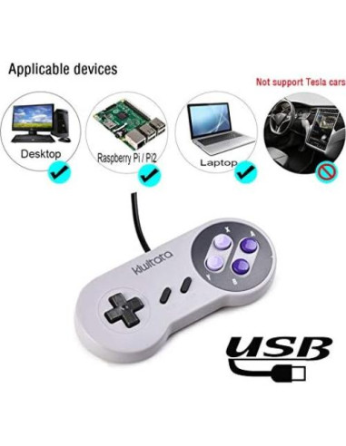 Controlador USB KIWITATA SNES 2X para Juegos Retro PC Mac