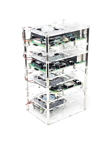 Estuche Acrílico Apilable 4 Capas para Raspberry Pi 5/4/3 - Transparente