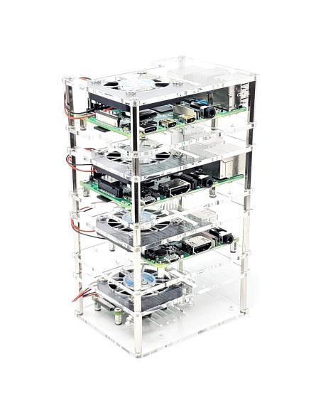 Estuche Acrílico Apilable 4 Capas para Raspberry Pi 5/4/3 - Transparente