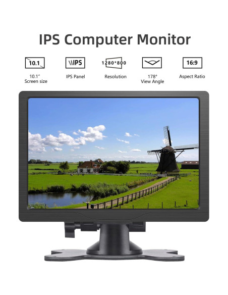 Monitor Portátil HDMI 10.1" HMTECH 1280x800 IPS con Altavoces
