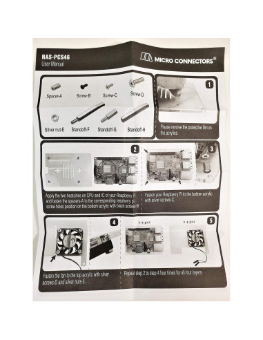 Estuche Acrílico Apilable 4 Capas para Raspberry Pi 5/4/3 - Transparente