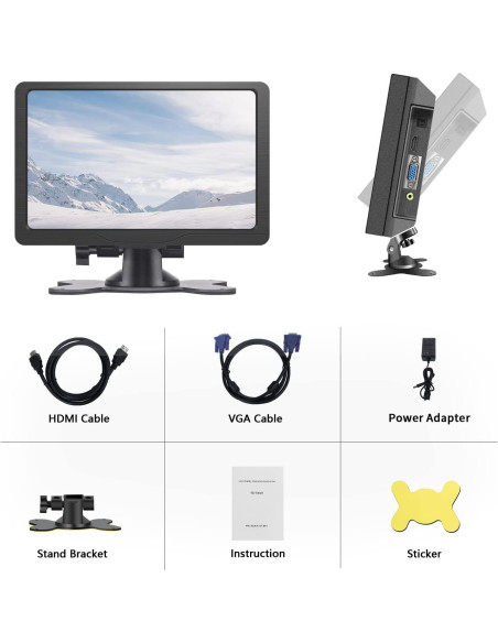 Monitor Portátil HDMI 10.1" HMTECH 1280x800 IPS con Altavoces