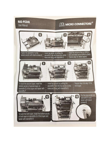 Estuche Acrílico Apilable 4 Capas para Raspberry Pi 5/4/3 - Transparente