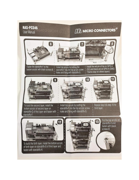 Estuche Acrílico Apilable 4 Capas para Raspberry Pi 5/4/3 - Transparente