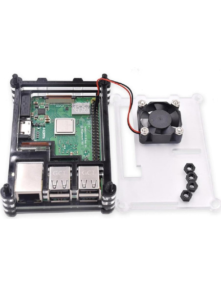 Caja Acrílica 9 Capas con Ventilador para Raspberry Pi 3B/3B+