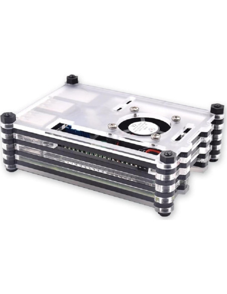 Caja Acrílica 9 Capas con Ventilador para Raspberry Pi 3B/3B+