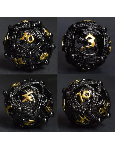 Set de Dados de Metal D&D Dragón Negro 7 Piezas 142g