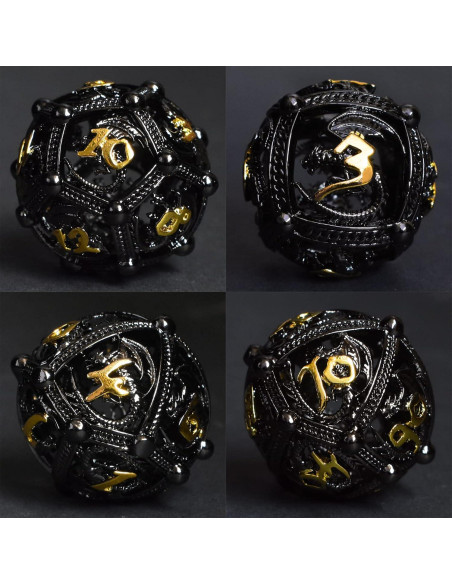Set de Dados de Metal D&D Dragón Negro 7 Piezas 142g