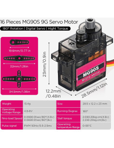Kit 16 Motores Servo Micro SG90 Hanaive 9g para RC 2