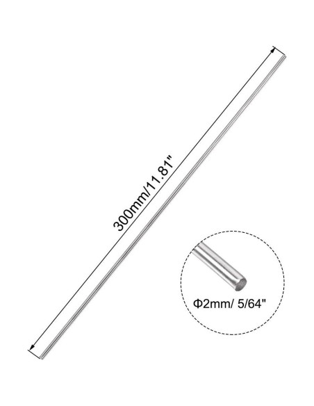 Varilla Redonda Sólida de Acero Inoxidable 304 Uxcell 2mm - 5pcs