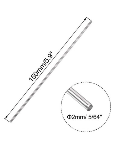 Varilla Redonda Sólida Acero Inoxidable 304 Uxcell 2mm 10pcs