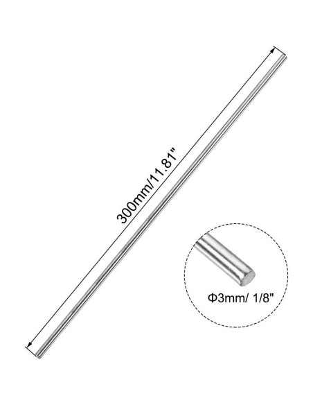 Barra Redonda Sólida de Acero Inoxidable 304 Uxcell 3mm x 300mm - 2pcs