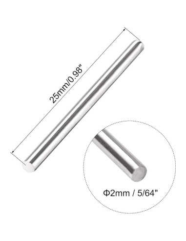 Varilla Redonda Sólida Acero Inoxidable 304 Uxcell 2mm x 25mm - 20pcs