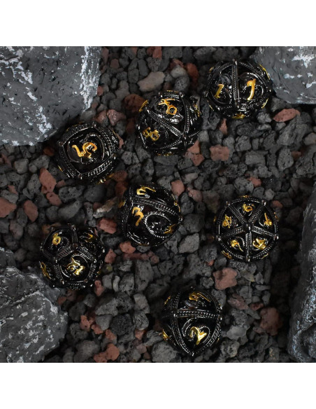Set de Dados de Metal D&D Dragón Negro 7 Piezas 142g