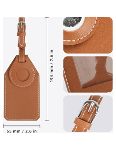 Etiqueta de Equipaje con Soporte para AirTag oriver - Cuero Marrón 2