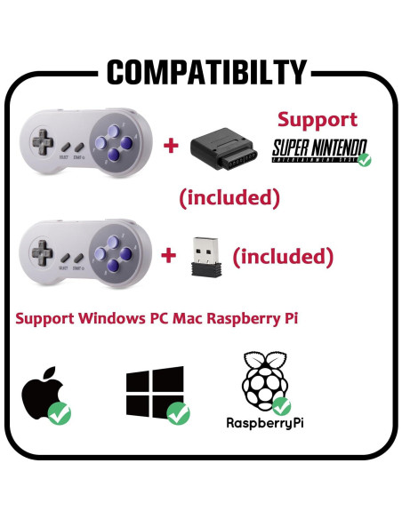 Controlador Inalámbrico Recargable KIWITATA para SNES y PC