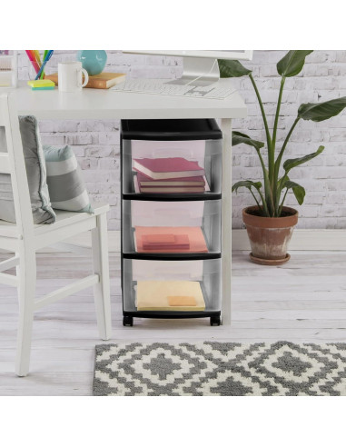 Torre de Almacenamiento CLMSTE 3 Cajones Plástico Negro