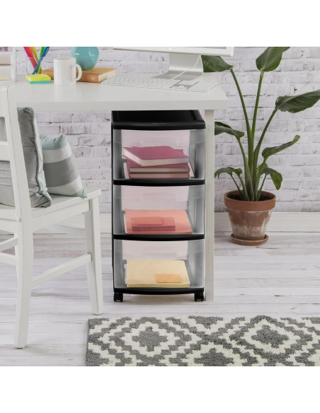 Torre de Almacenamiento CLMSTE 3 Cajones Plástico Negro Torre de Almacenamiento CLMSTE 3 Cajones Plástico Negro