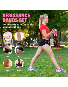 Bandas de Resistencia Ayombo con Mangos y Anclaje - Rosa 2