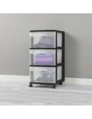 Torre de Almacenamiento CLMSTE 3 Cajones Plástico Negro
