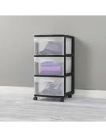 Torre de Almacenamiento CLMSTE 3 Cajones Plástico Negro Torre de Almacenamiento CLMSTE 3 Cajones Plástico Negro