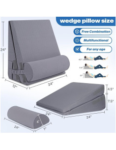 Almohada en Cuña GOHOME 3 Piezas Ajustable Espuma Viscoelástica 2