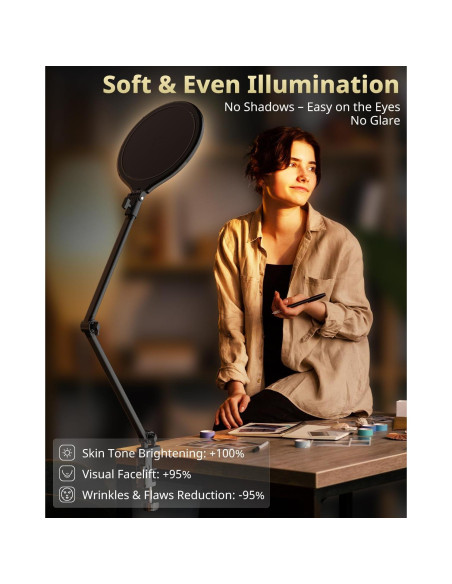 Luz de Anillo UBeesize 25 cm con Brazo Ajustable para Video