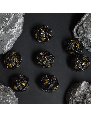 Set de Dados de Metal D&D Dragón Negro 7 Piezas 142g