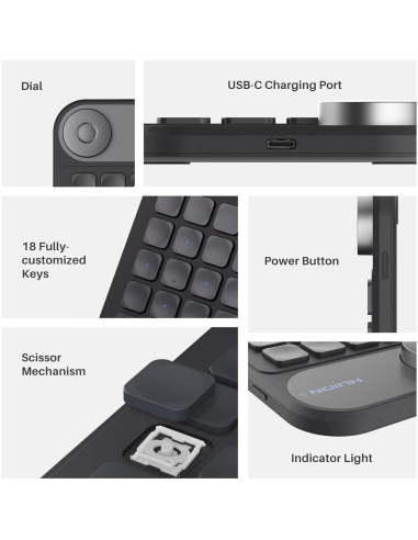 Teclado Programable Huion Keydial Mini Bluetooth 18 Teclas