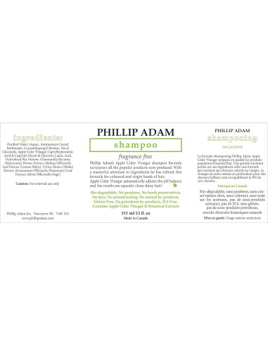 Juego de Champú y Acondicionador Sin Fragancia Phillip Adam 355 ml