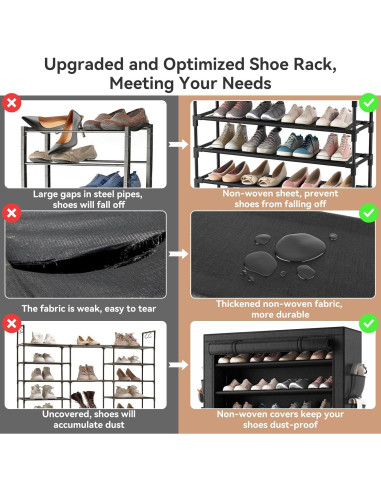 Estante para Zapatos LANTEFUL 10 Niveles Ajustable Negro