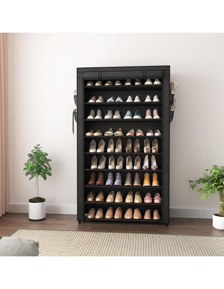 Estante para Zapatos LANTEFUL 10 Niveles Ajustable Negro