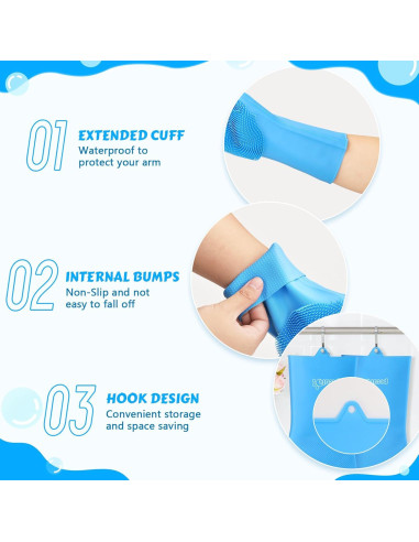 Guantes de Aseo para Mascotas Pecute - Silicona Azul 34x15cm