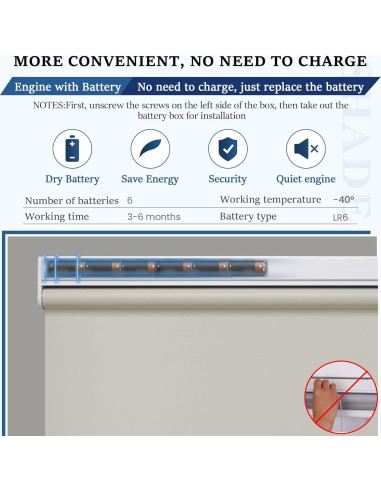 Persianas Motorizadas Grandekor Beige 58.42x182.88 cm Blackout