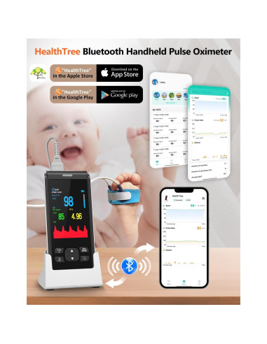 Oxímetro de Pulso HealthTree Recargable para Bebés y Adultos