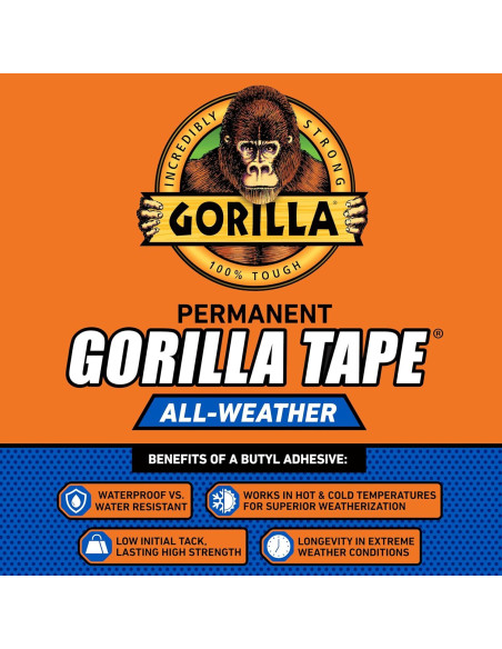Cinta de Ducto Gorilla Todo Clima Negra 48 mm x 22.86 m