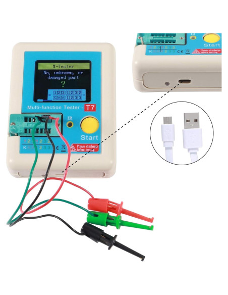 Probador de Transistores LCR-T7 AITRIP Medidor de Diodos y Capacitores