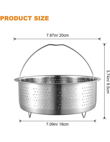 Cesta de Vapor de Acero Inoxidable Qancesd 20 cm Multifuncional