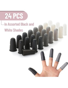 Protectores de Dedos de Silicona Mr. Pen 24 pcs Negro y Blanco 2